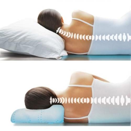 Положение позвоночника при сне на обычной и ортопедической подушке